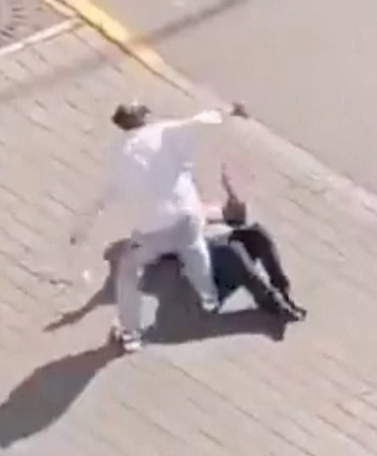Screen grab obtained from a social media video shows the scene of the stabbing of an Israeli embassy staff member, in Beijing, China, October 13, 2023. Video Obtained By Reuters/via REUTERS THIS IMAGE HAS BEEN SUPPLIED BY A THIRD PARTY. NO RESALES. NO ARCHIVES.